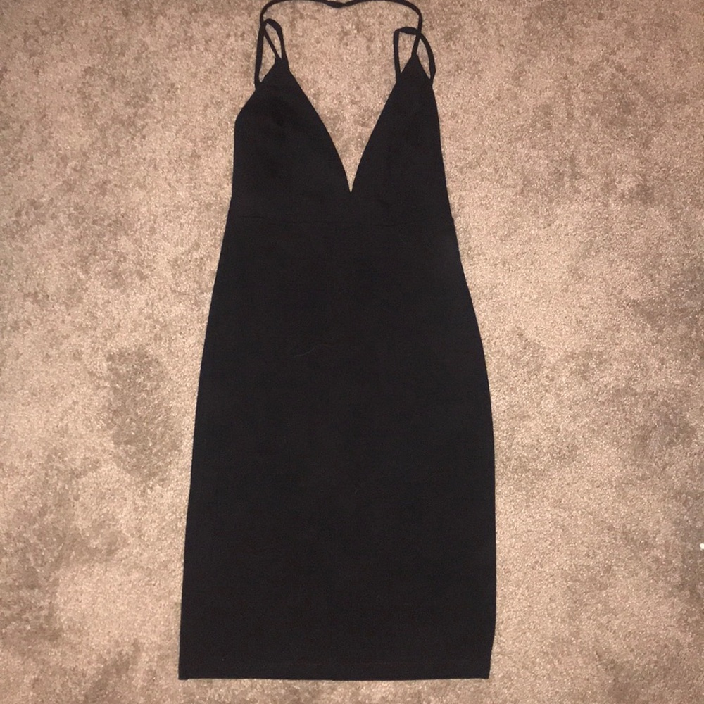 strapped black midi Lulu’s dress